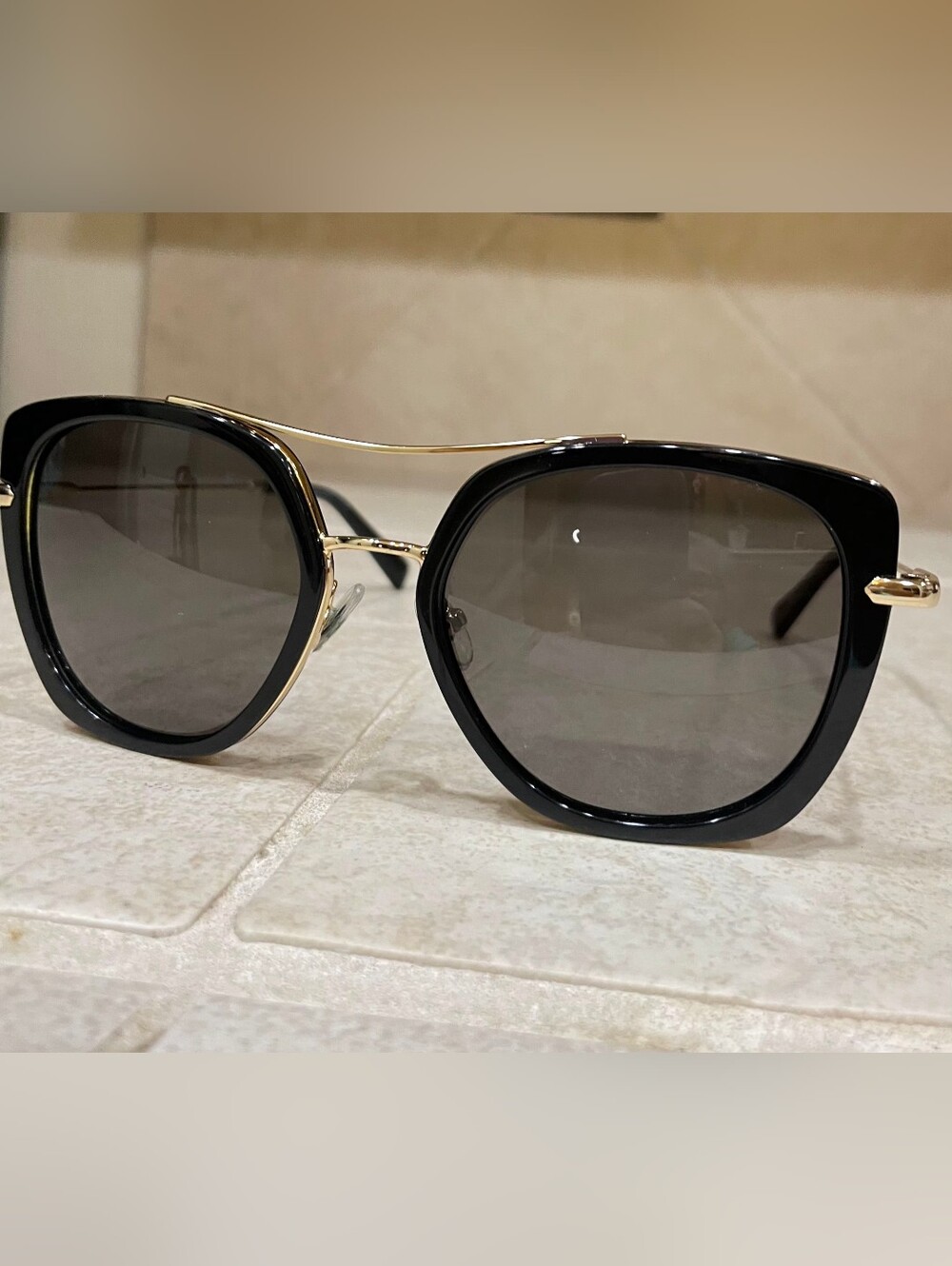 Elton John Black Gold Oversized Sunglasses. Complete Set